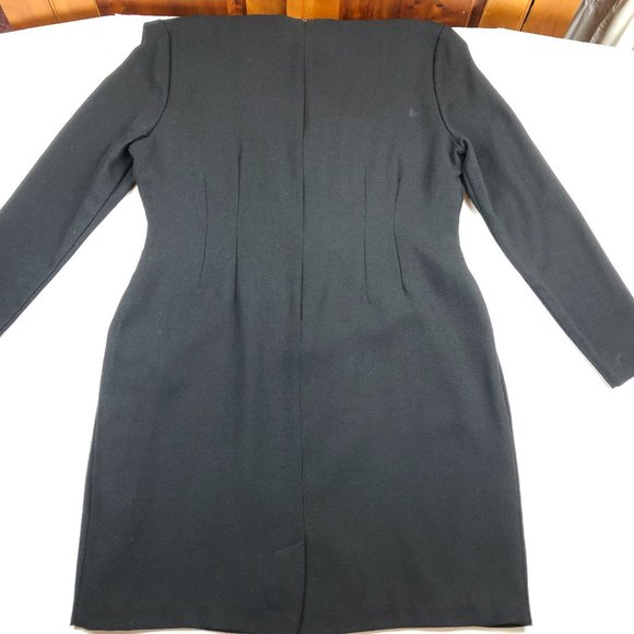 Laura Ashley Vintage Black Wool Sheath Dress Old Money Quiet Luxury Minimalist - Picture 7 of 16